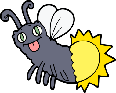 Bir insan tarafından çizilmiş ateş böceği çizgi filmi.