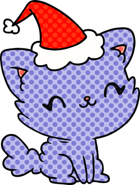 Bir insan tarafından çizilmiş kawaii kedisinin el çizimi karikatürü.