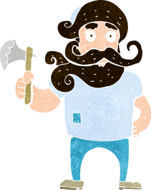 Bir insan tarafından çizilmiş baltalı bir oduncu.