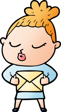 Bir insan tarafından çizilmiş sakin bir kadın çizgi filmi.