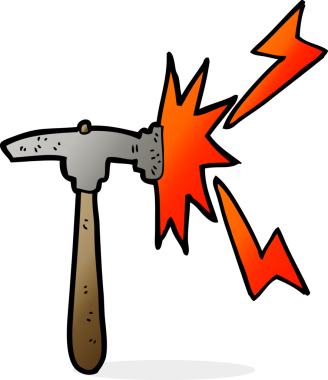 Bir insan tarafından çizilmiş karton çekiç.