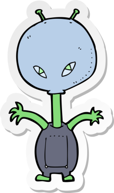 Bir insan tarafından çizilmiş uzay uzaylısının çıkartması.