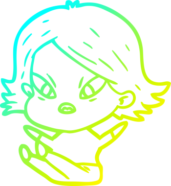 Bir insan tarafından çizilmiş soğuk gradyan çizgi çizimi stresli bir kadın