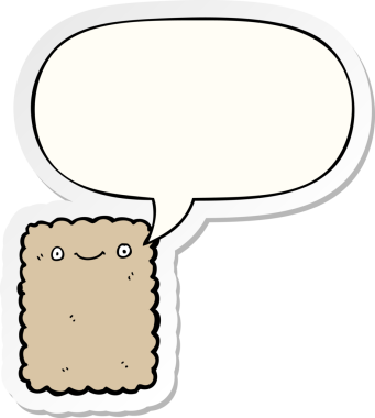 Bir insan tarafından çizilmiş konuşma balonu çıkartmalı çizgi film bisküvisi.