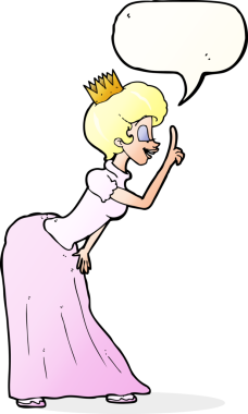 Bir insan tarafından çizilmiş konuşma balonu olan karikatür prensesi.
