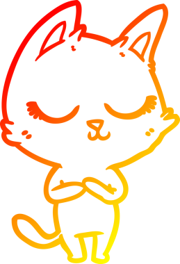 Bir insan tarafından çizilmiş sakin bir çizgi film kedisinin sıcak çizgi çizgisi.