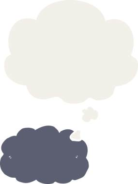 Düşünce baloncuğu olan karikatür bulutu insan tarafından çizilmiş.