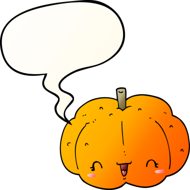 bir insan tarafından çizilmiş dil baloncuklu çizgi film balkabağı.