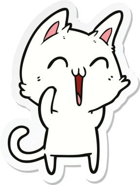 Bir insan tarafından çizilmiş mutlu çizgi film kedisinin çıkartması.