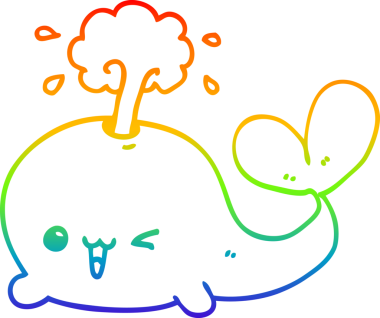 gökkuşağı gradyan çizgisi bir insan tarafından çizilmiş bir karikatür balinası