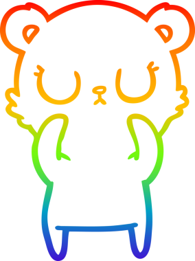 Bir insan tarafından çizilmiş barışçıl bir ayının gökkuşağı gradyanı çizimi