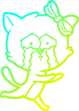 Bir insan tarafından çizilen çizgi film kedisinin soğuk gradyan çizgisi.