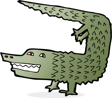 Bir insan tarafından çizilmiş timsah çizgi filmi.