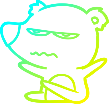 Bir insan tarafından çizilen kızgın ayı karikatürünün soğuk gradyan çizgisi