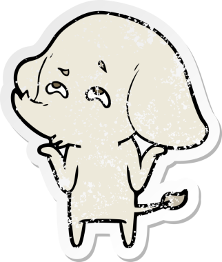 Bir insan tarafından çizilmiş karikatür filinin sıkıntılı çıkartması