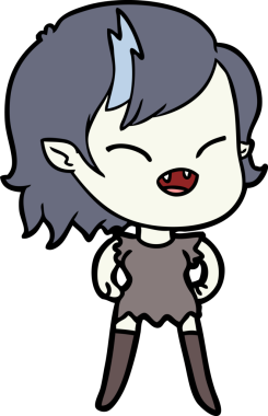 Bir insan tarafından çizilmiş gülen vampir kız çizgi filmi.