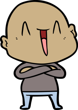 Bir insan tarafından çizilmiş mutlu, kel adam.