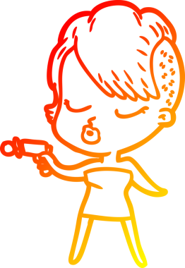 Bir insan tarafından çizilmiş güzel hippi bir çizgi film çizimi.