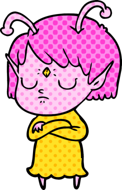 Bir insan tarafından çizilmiş uzaylı kız.