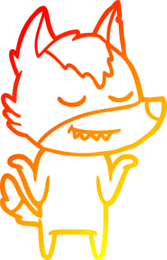 Bir insan tarafından çizilmiş dost canlısı bir kurt çizgi çizimi.