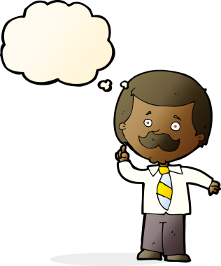 Bir insan tarafından çizilmiş düşünce baloncuğu fikri olan karikatür muhabiri.