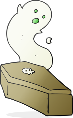 Bir insan tarafından çizilmiş serbest çizilmiş ürkütücü bir tabut.