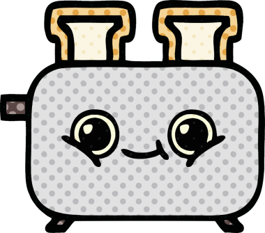 Bir insan tarafından çizilmiş bir ekmek kızartma makinesinin çizgi filmi.