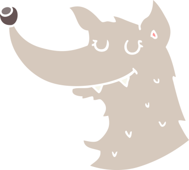 Bir insan tarafından çizilmiş düz renkli çizgi film kurdu.