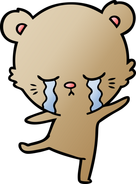 Bir insan tarafından çizilmiş ağlayan çizgi film ayısı.