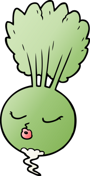 Bir insan tarafından çizilmiş karikatür kökü sebzesi