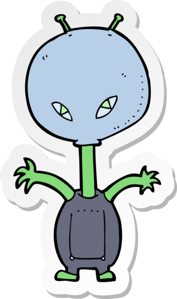 Bir insan tarafından çizilmiş uzay uzaylısının çıkartması.