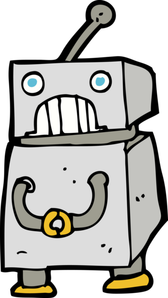 Bir insan tarafından çizilmiş çizgi film robotu