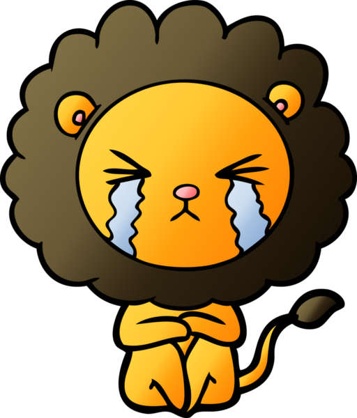 Bir insan tarafından çizilmiş, ağlayan bir aslan.