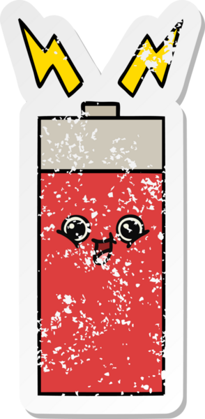 Bir insan tarafından çizilmiş şirin bir karikatür bataryasının sıkıntılı çıkartması.