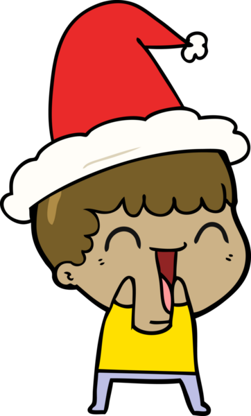 Bir insan tarafından çizilmiş Noel Baba şapkası giyen mutlu bir adamın el çizimi.