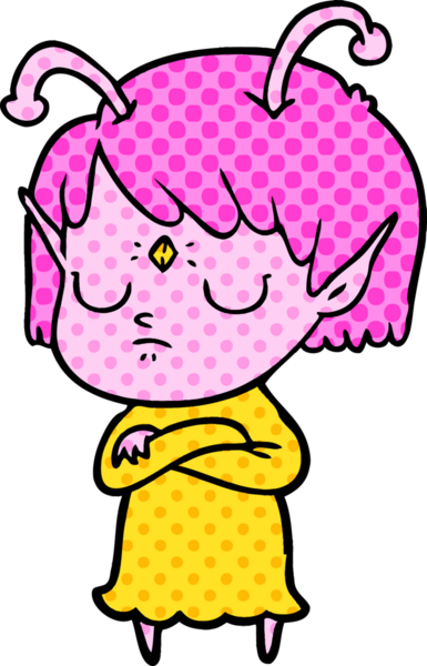 Bir insan tarafından çizilmiş uzaylı kız.