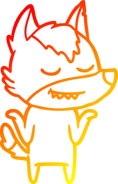 Bir insan tarafından çizilmiş dost canlısı bir kurt çizgi çizimi.