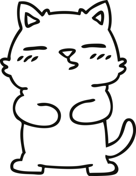 Bir insan tarafından çizilmiş garip çizgi film kedisi.