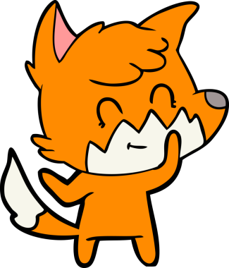 Bir insan tarafından çizilmiş mutlu tilki çizgi filmi.