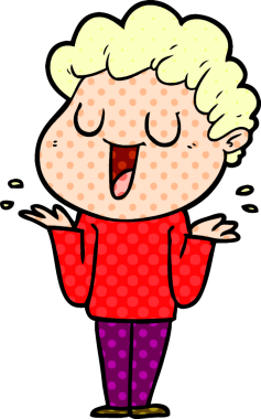 Bir insan tarafından çizilmiş gülen karikatür adam.