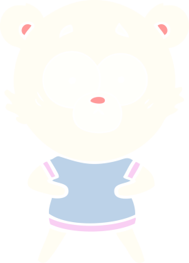 Bir insan tarafından çizilmiş kutup ayısı düz renkli çizgi film.