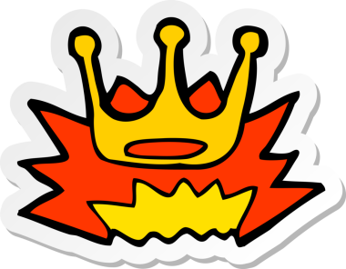 Bir insan tarafından çizilmiş karikatür taç etiketi.