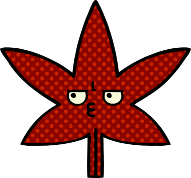 Bir insan tarafından çizilmiş güz yaprağının çizgi romanı.