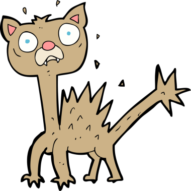 Bir insan tarafından çizilmiş, korkmuş bir kedi.