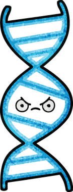 Bir insan tarafından çizilmiş DNA ipliğinin retro grunge desen karikatürü