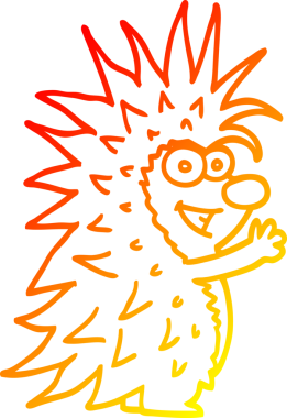 Bir insan tarafından çizilmiş sivri dikenli kirpinin sıcak çizgi çizimi