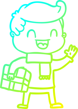 Bir insan tarafından çizilmiş, gülen bir adamın çizdiği soğuk çizgi film çizimi.