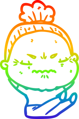 Gökkuşağı gradyan çizgi çizimi bir insan tarafından çizilmiş yaşlı bir kadın tarafından rahatsız edildi