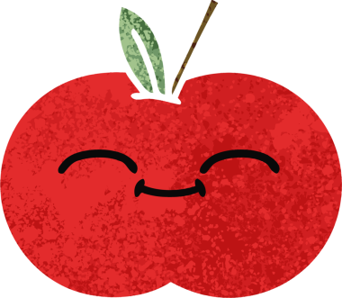 Bir insan tarafından çizilmiş kırmızı elmanın retro çizim tarzı karikatürü