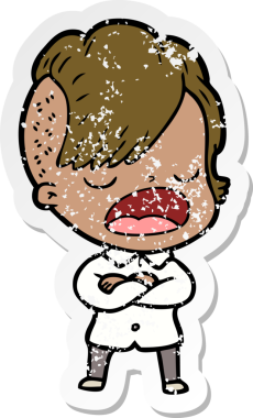 Bir insan tarafından çizilmiş havalı bir hippi kızın karikatür çıkartması.